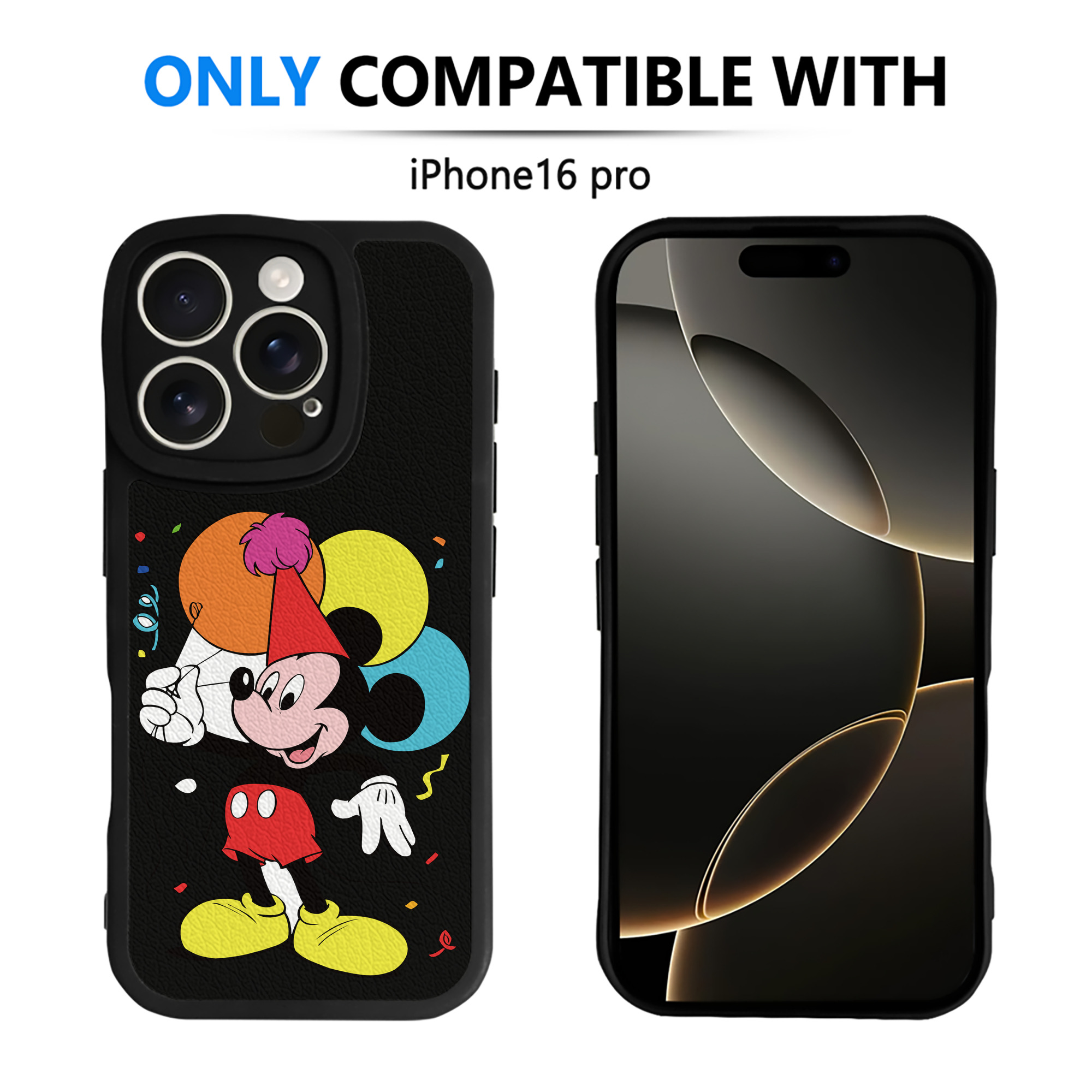 （画像用） ミッキーマウス Mickey Mouse 【iPhone 16シリーズ対応】シリコンスマホケース（レザー調） 材質：シリコン